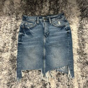 Y2K H&M Distressed Frayed Denim Skirt